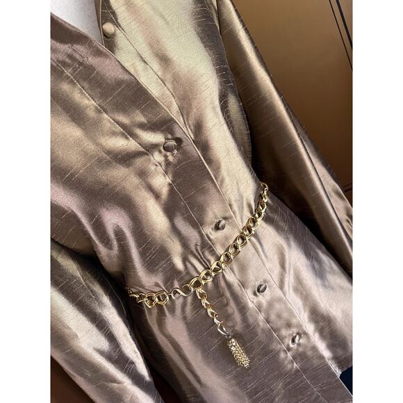 Vintage bronze lamé blouse, size XL - Picture 3 of 8
